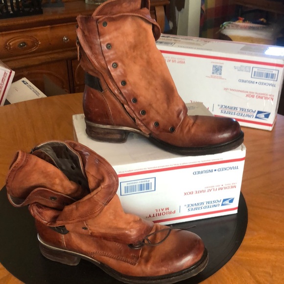 A.S.98 Shoes - A.S.98 Emerson Italian Zipper Boho Biker Rust Distressed Boots EU41/US10.5 TTS